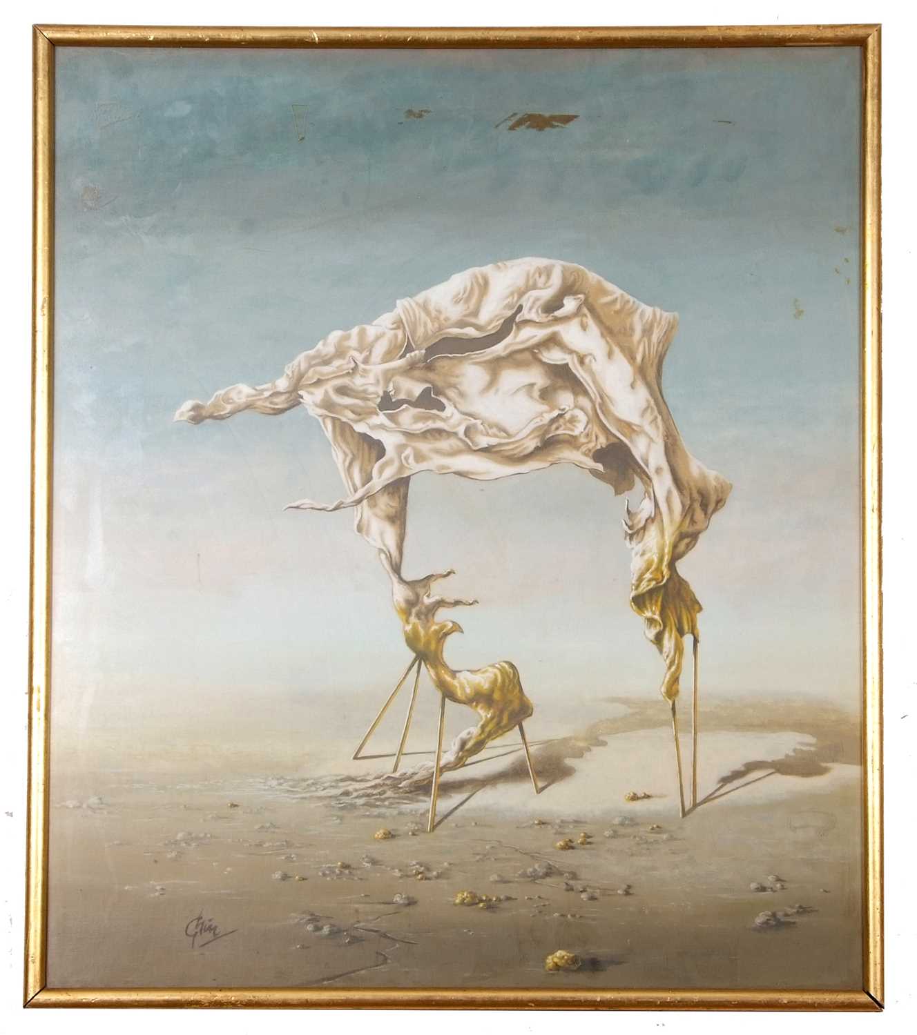 Geoffrey Ghin (British, contemporary) after Salvador Dali, "Achilles" oil on board, signed, 55x64cm,