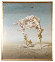 Geoffrey Ghin (British, contemporary) after Salvador Dali, "Achilles" oil on board, signed, 55x64cm,