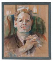 Lucy Harwood (British,1893-1972), portrait pastel, painted at Henley Court, monogrammed below the