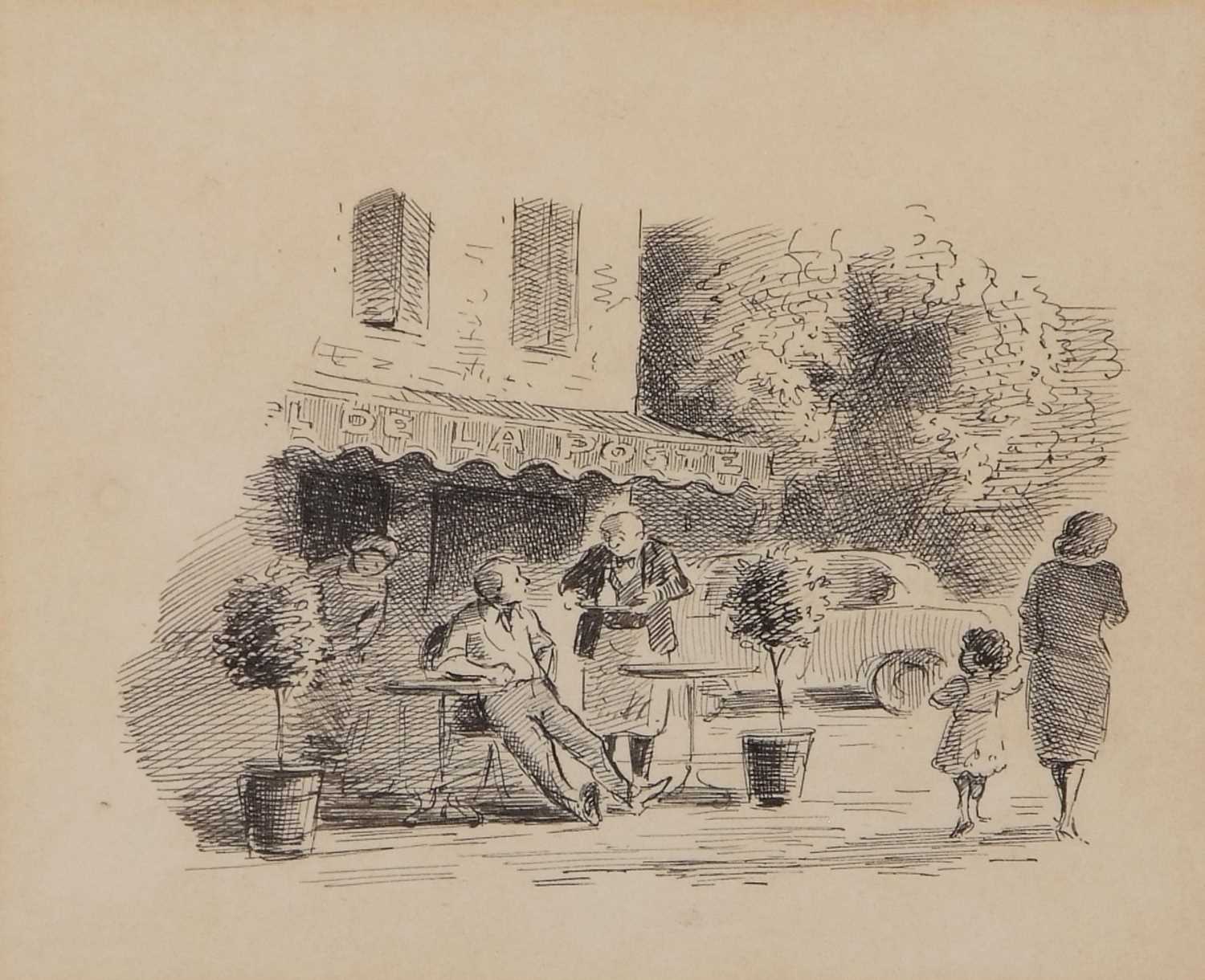 Edward Ardizzone RA (British,1900-1979), French cafe scene, ink on paper, unsigned,17x20cm, framed - Image 2 of 2