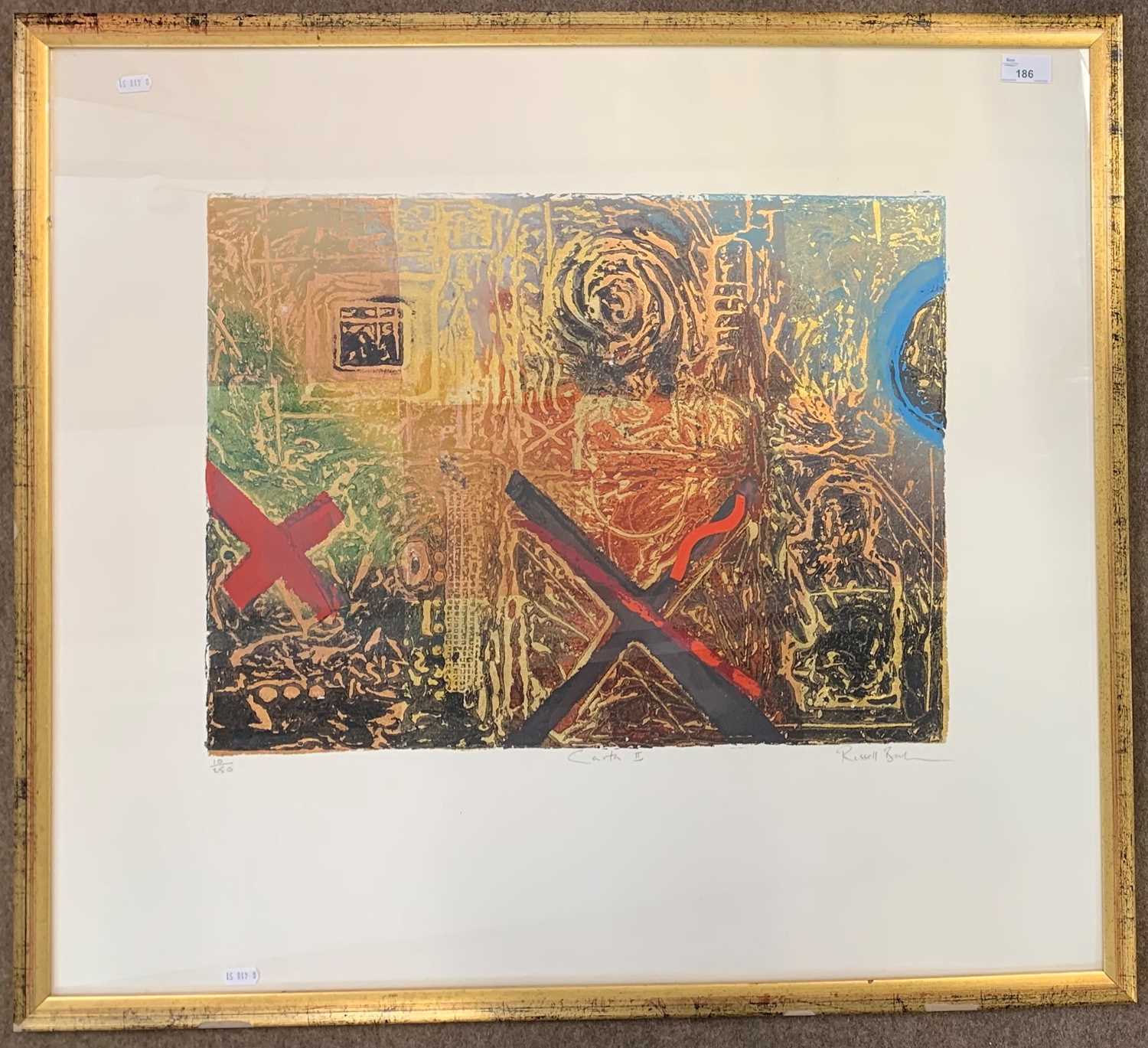 Russell Baker, 'Carta II', collograph printed in colours with gold leaf, numbered 10/250 in