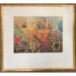 Russell Baker, 'Carta II', collograph printed in colours with gold leaf, numbered 10/250 in