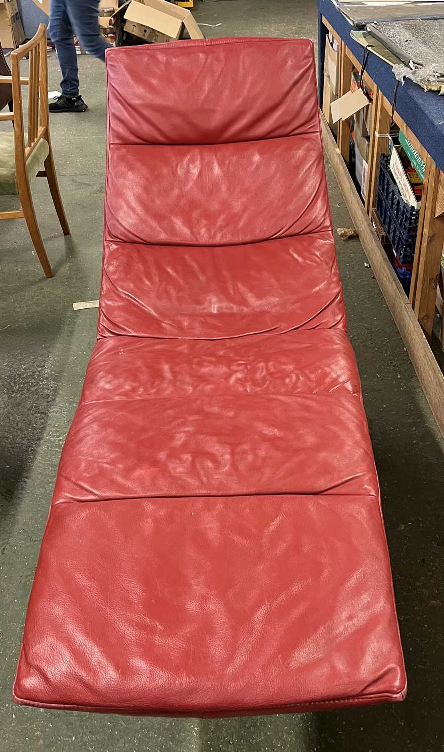 Chaise longue Italian red leather "Natuzzi" - Bild 2 aus 2