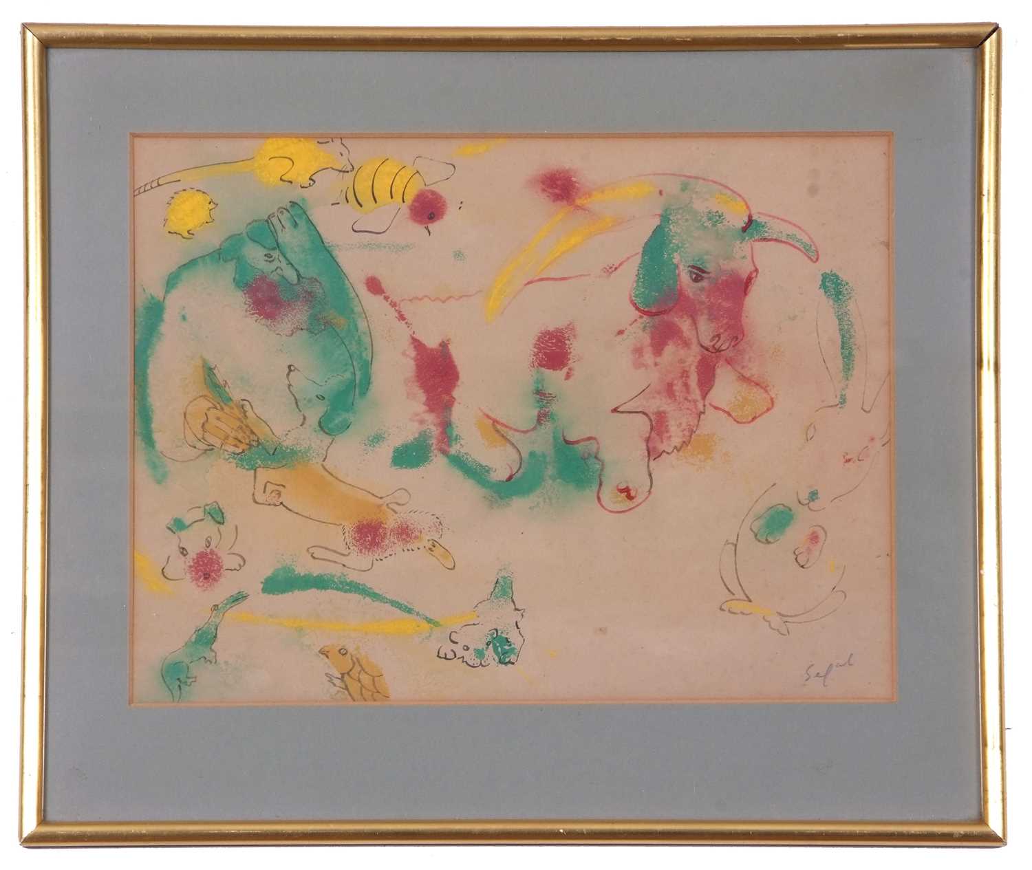 Hyman Segal (1914-2004), mixed media on paper, signed in pencil, 23x30cm, framed and glazed.