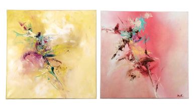 Frederic Merville (French, contemporary), Two abstract oils on canvas, number 214 and one other