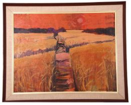 Charles Bartlett (1921-2014), 'Summer Corn', oil on canvas, signed, 28x36ins, framed. Label on frame