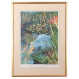 Peter Welton "Boat in Reeds at Gilverny", limited edition lithograph, numbered 81/500 and signed