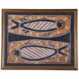 David Blamati (Australian, 20th / 21st century), Aboriginal oceanic (fish), colour pigment on