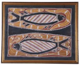 David Blamati (Australian, 20th / 21st century), Aboriginal oceanic (fish), colour pigment on