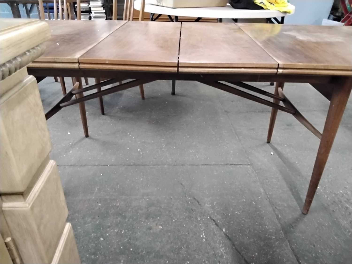 Archie Shine mid Century extending dining table of tapering rectangular form with two accompanying - Image 3 of 7