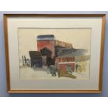 Mike Jones (British, contemporary), abstract study of buildings, watercolour, signed and dated '