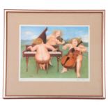 Beryl Cook (British,1926-2008), Naked musician Trio, chromolithograph, signed in pencil, Fine Art