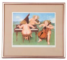 Beryl Cook (British,1926-2008), Naked musician Trio, chromolithograph, signed in pencil, Fine Art