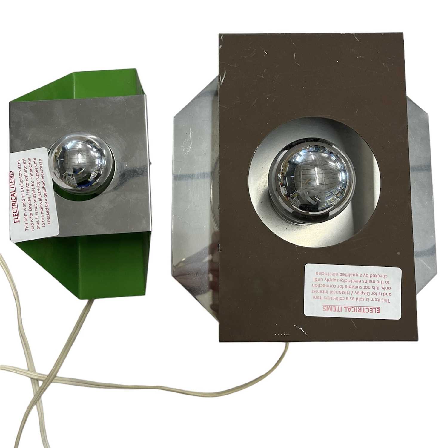 A pair of circa mid century modern lights with crown silver light bulbs (2) Note: This is sold as