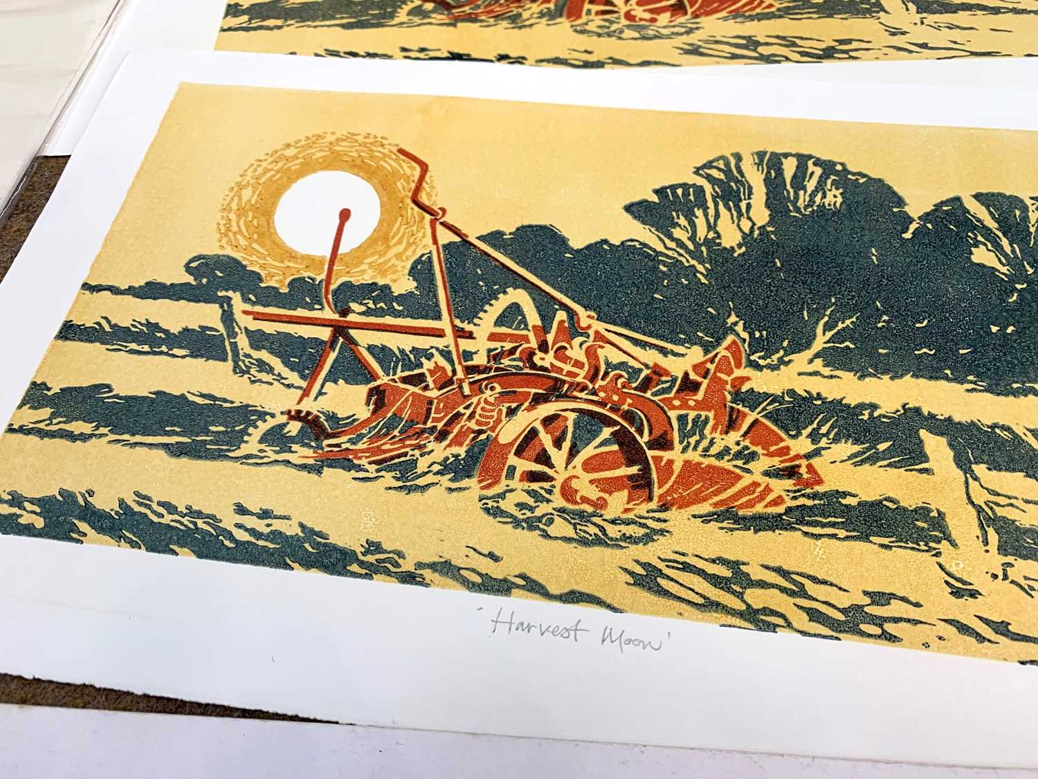 Tom King, British, 20th century, 'Harvest Moon', linocut in colours, artist proof and an edition - Image 2 of 4