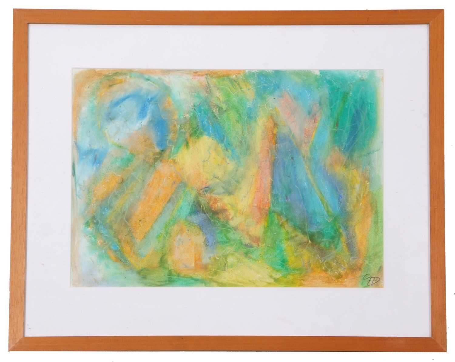 George Doubleday (British, contemporary), Abstract composition, pastel on paper, initialed lower