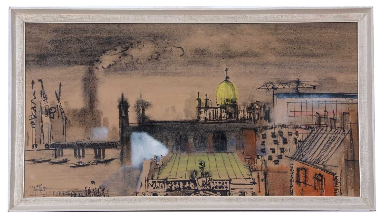 John Piper (1903-1992), 'St.Paul's Cathedral', watercolour, gouache, pen and ink, signed and dated