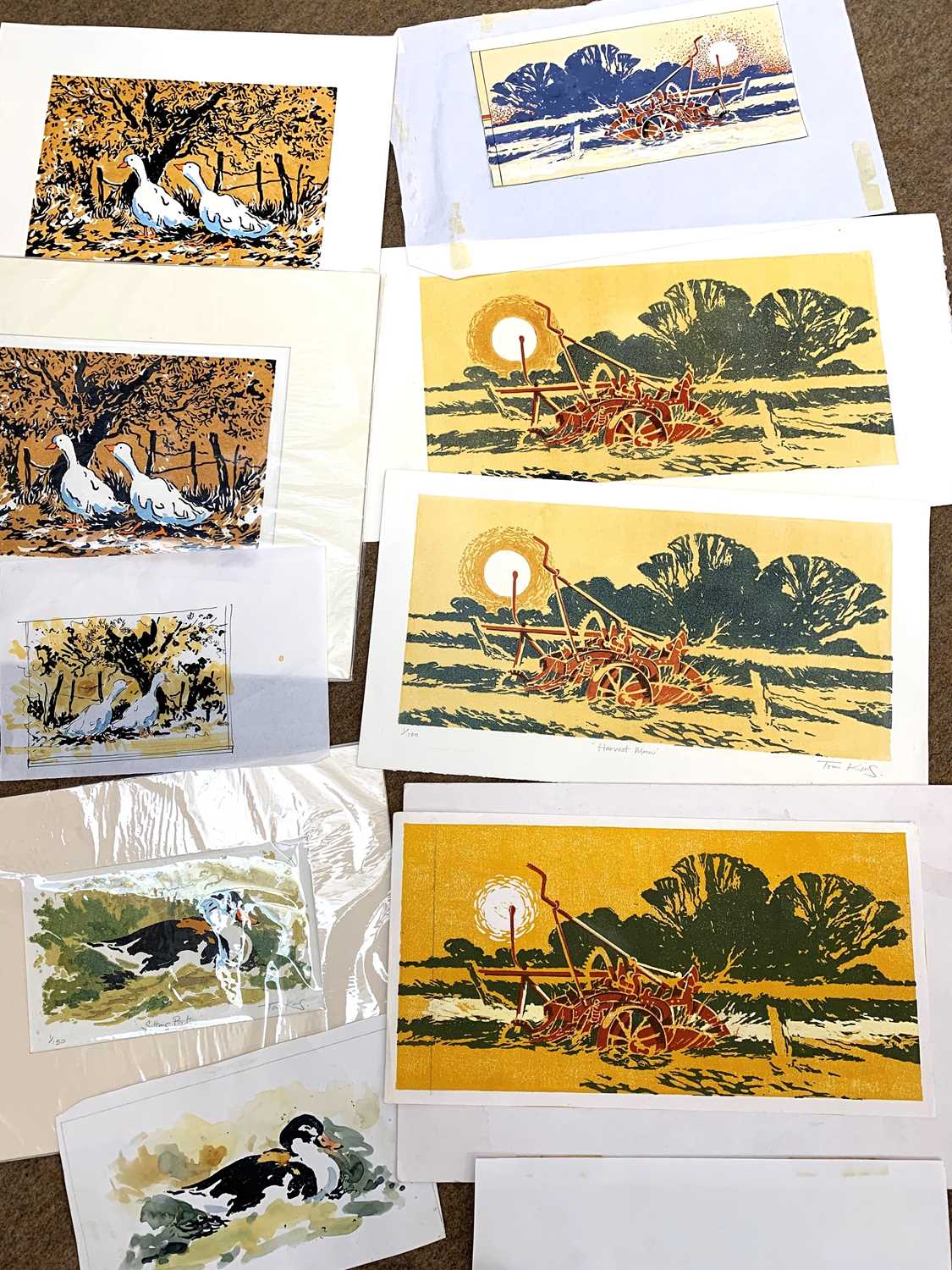 Tom King, British, 20th century, 'Harvest Moon', linocut in colours, artist proof and an edition