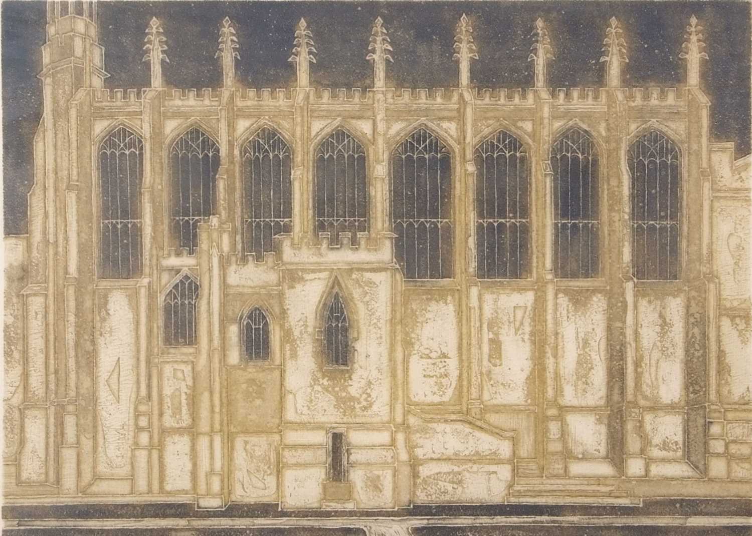 Valerie Thornton (British,1931-1991), 'Eton College Chapel', etching with aquatint, signed, titled - Image 2 of 2