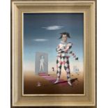 N.Black (1920-1999) Harlequin and Cards Oil on Board