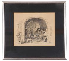 Edward Ardizzone RA (British, 1900-1979), Interior / Inn scene, ink on paper, signed "DIZ",