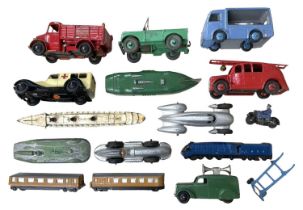 A group of various die-cast Dinky Toy vehicles