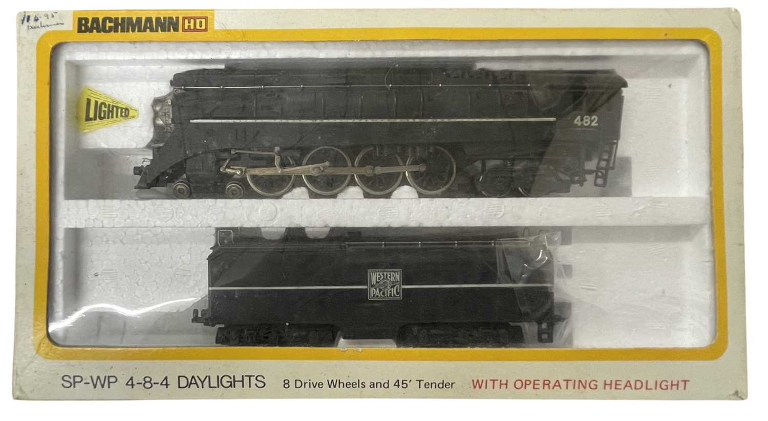 A boxed Bachmann H0 gauge SP-WP 4-8-4 Daylight with Operating Headlight, Western Pacific