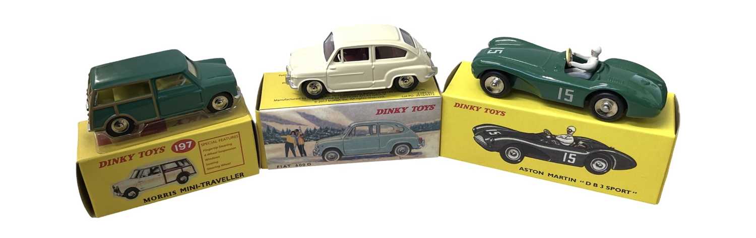 Three boxed Atlas Editions reproduction Dinky Toys, to include: - 197 Morris Mini-Traveller - 506