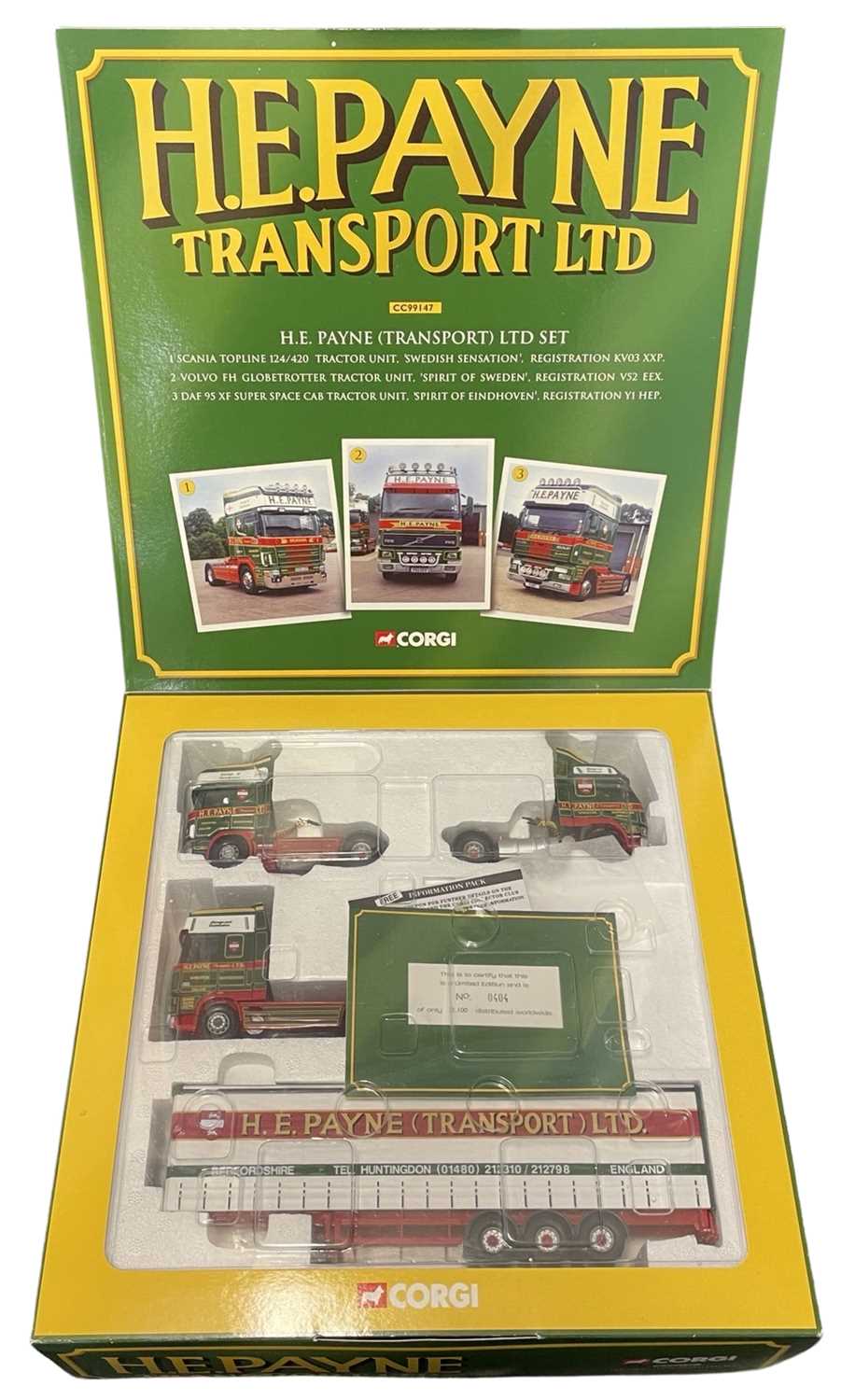 A boxed Corgi Limited Edition CC99147 - H E Payne (Transport) Set, with certificate #404/3100