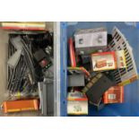 A mixed collection of various Hornby 00 gauge railway accessories, to include buildings, track,