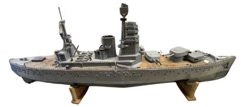 An incredibly large and impressive steam-powered naval battleship model. Highly detailed,
