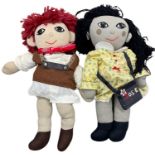 A large pair of woollen Rosie and Jim dolls, height approximately 75cm