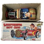 A vintage Nomura (TN) battery operated Lightening Hot Rod, in original box