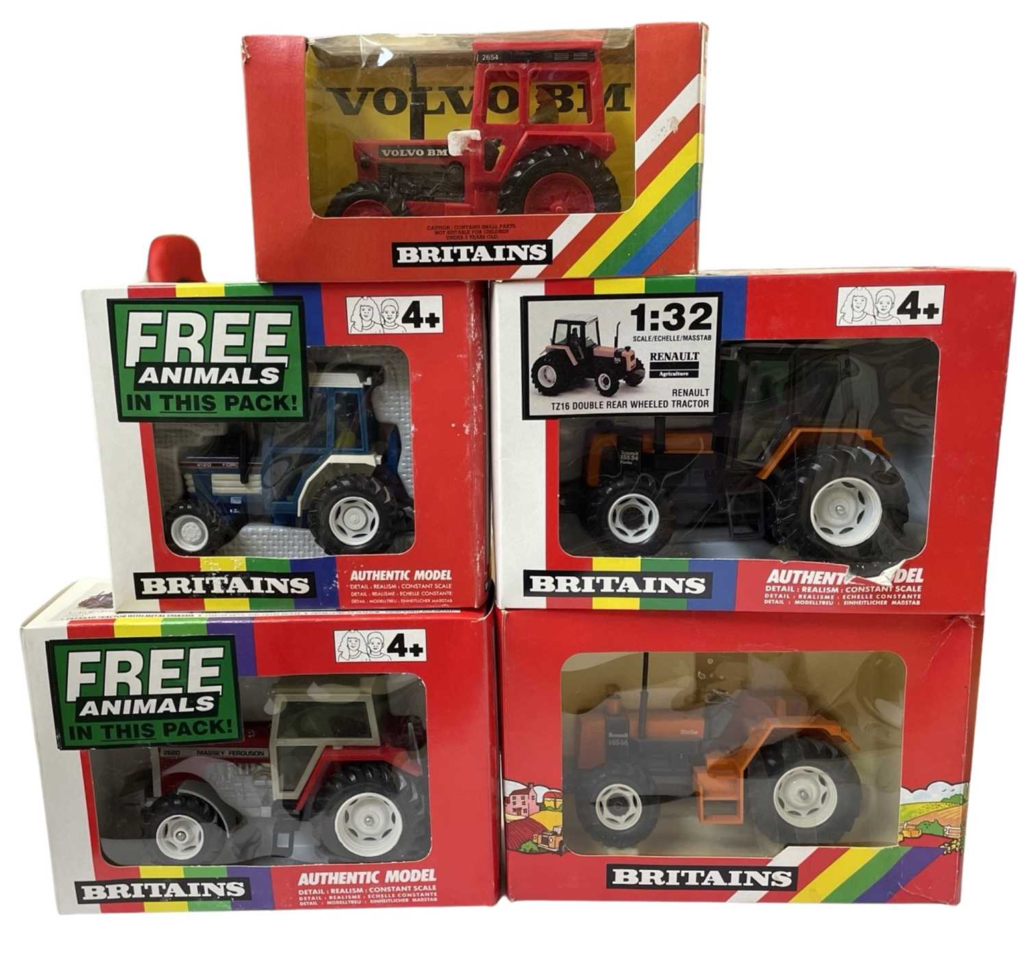 Five boxed Britains die-cast tractor models, to include: - Renault TZ16 Double Rear Wheeled -
