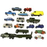 A mixed lot of various die-cast Dinky vehicles, transporter, caravan etc