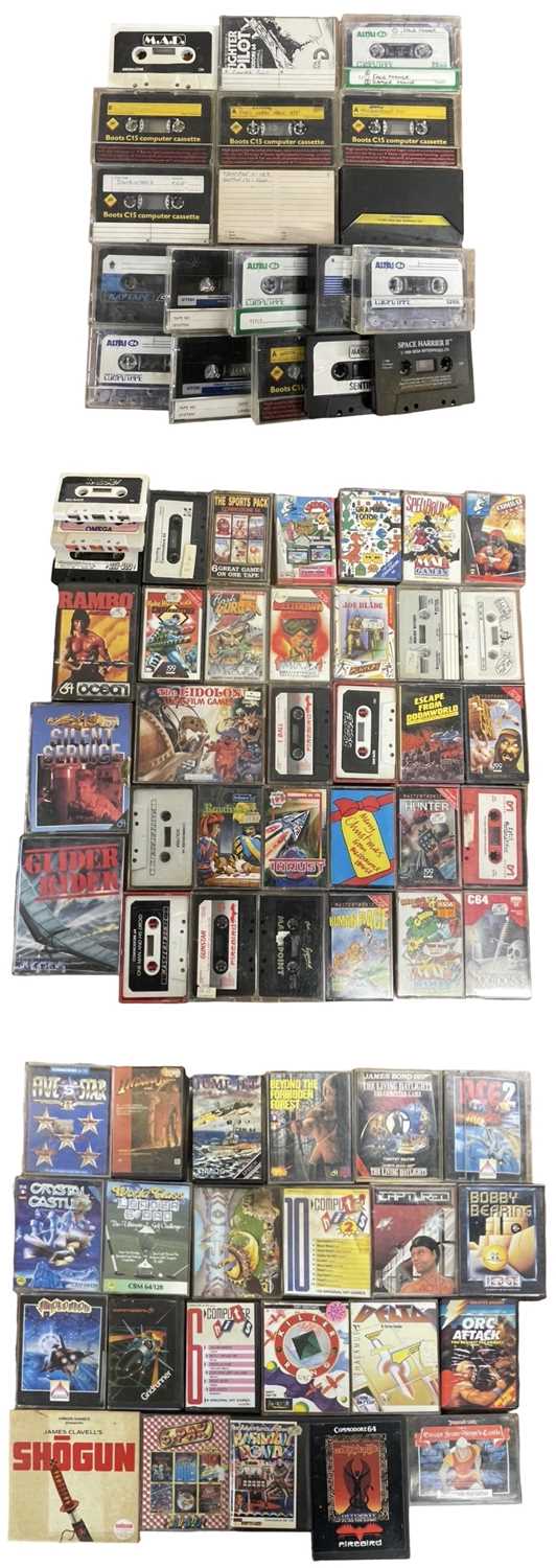 A collection of various Commodore programme / game cassettes