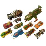 A collection of various playworn die-cast TV and Film toys, to include Chitty Chitty Bang Bang (