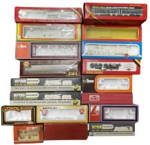 A mixed lot of various empty 00 gauge rolling stock boxes