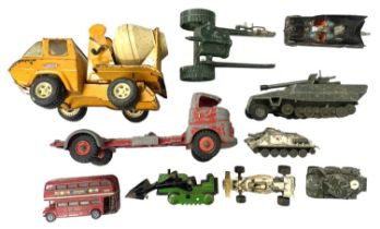 A collection of very playworn various die-cast and steel pressed vehicles, to include Tonka,