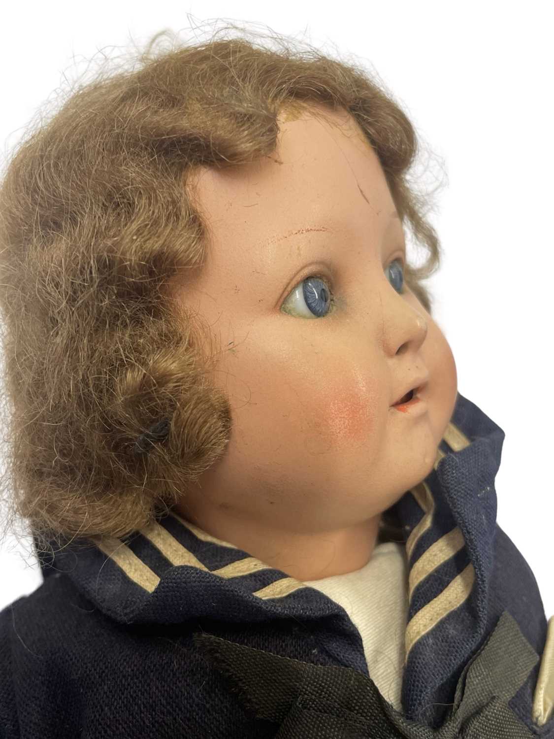 A bisque head Heubach Koppelsdorf doll, dressed in sailor's outfit. Marked to rear of head: - Bild 3 aus 4