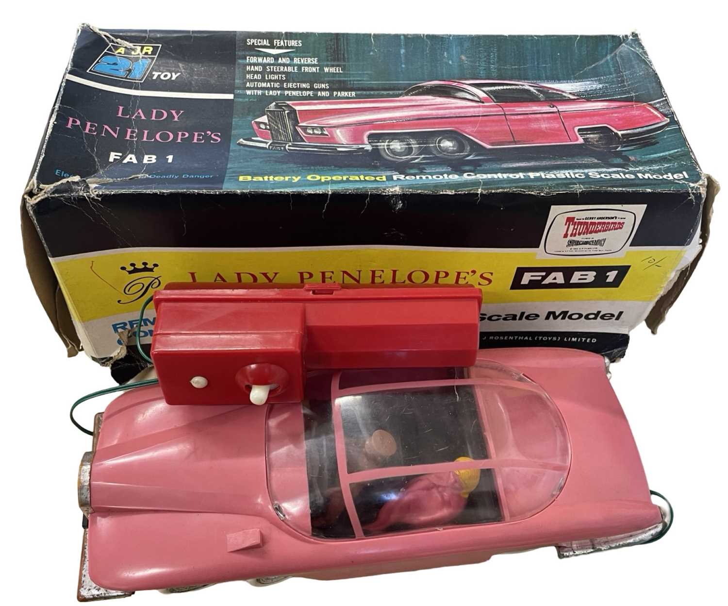 A remote controlled Lady Penelope's Fab 1 by J Rosenthal Toys, in original box