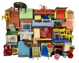 A quantity of various plastic dolls house furniture and accessories