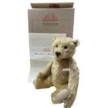 A boxed Steiff British Collector's 2002 Honey-Golden Teddy Bear, with certificate. Number 02536 /