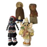 Four very interesting cloth world dolls, to include: - Ganesh with Kala Ball (purchased in