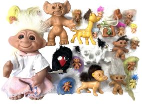 A collection of various c1960s Troll dolls and creatures, mostly DAM (a/f)