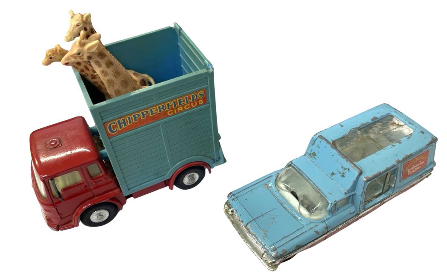 A pair of die-cast Corgi Chipperfield Circus vehicles