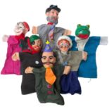 Six vintage children's hand puppets, with rubberised heads.