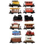 A good collection of Playmobil rolling stock, to include various engines, wagons, etc