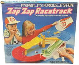 A boxed 1979 Zap Zap racetrack game by Hasbro