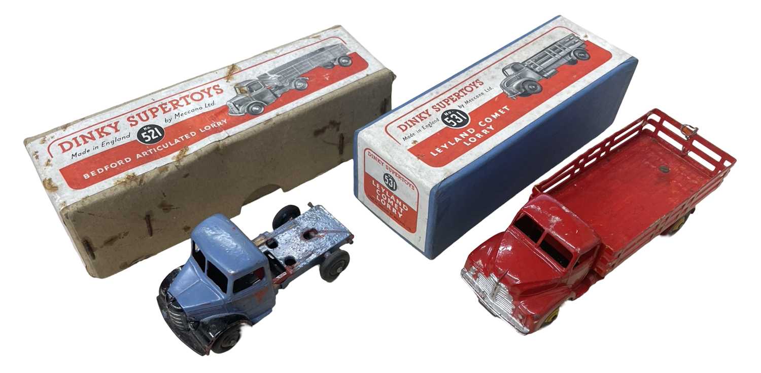 A pair of boxed Dinky toys, both playworn and have been repainted, to include: - 531 Leyland Comet